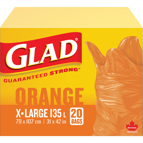 135L Garbage Bags, Regular, 31" W x 42" L, Orange Pathway Supply LP