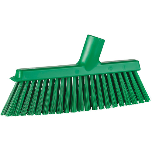 Dustpan Broom with Angled Thread, Medium Bristles, 10", Polyester, Green Pathway Supply LP