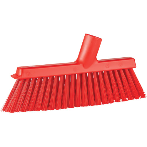 Dustpan Broom with Angled Thread, Medium Bristles, 10", Polyester, Red Pathway Supply LP