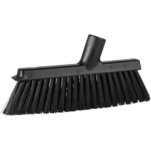 Dustpan Broom with Angled Thread, Medium Bristles, 10", Polyester, Black Pathway Supply LP