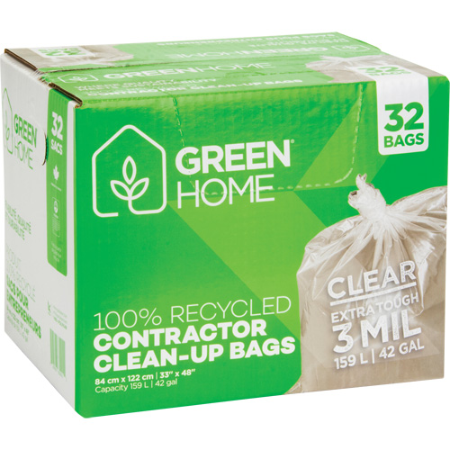 Green Home Garbage Bags, Strong, 33" W x 48" L, 3 mils, Clear, 159 L (42 Gal.) Capacity Pathway Supply LP