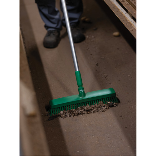 Push Broom Head, Fine/Stiff Bristles, 16-1/2", Polyester/Polypropylene, Green Pathway Supply LP