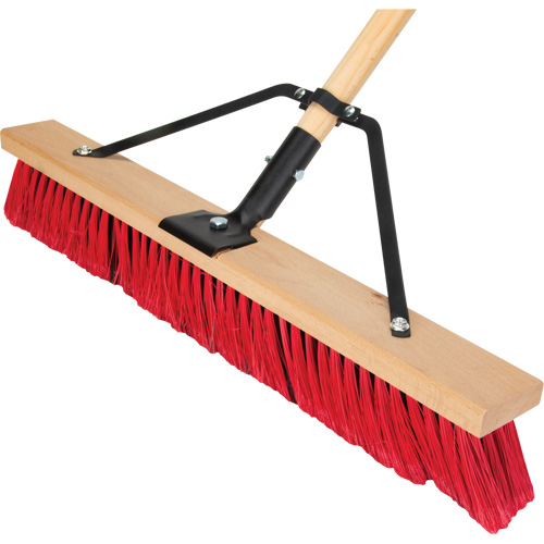 Push Broom with Braced Handle, 24", Medium, PVC Bristles Pathway Supply LP
