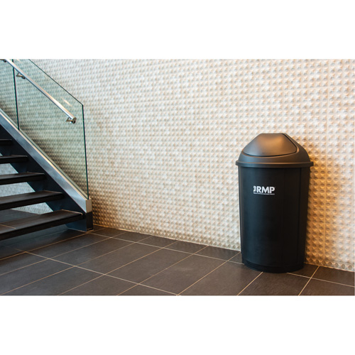 Half-Round Garbage Bin with Lid, Polyethylene, 21 US gal. Pathway Supply LP