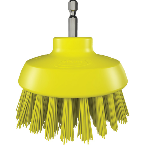 Brosse ronde HyDrive pour perceuse, Soies Tr&egrave;s ferme, Longueur de 3-1/10", Jaune Pathway Supply LP