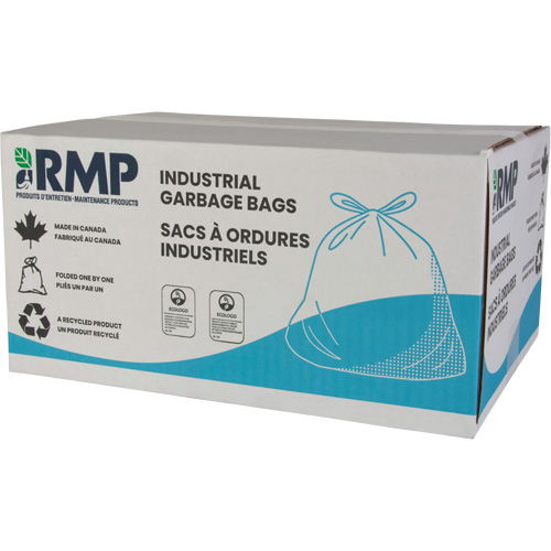 Sacs &agrave; d&eacute;chets de calibre industriel, Fort, 35" la x 50" lo, 0,9 mils, Bleu, Capacit&eacute; 194 L (44 gal.) Pathway Supply LP