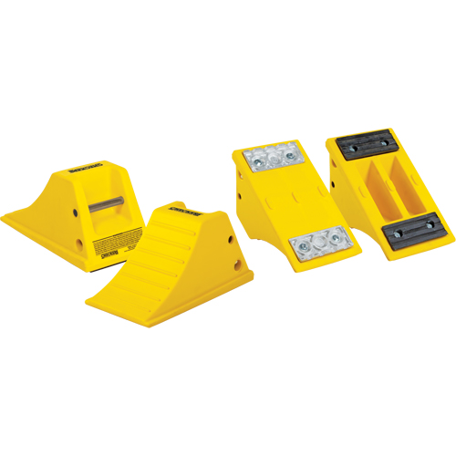 All-Terrain Heavy-Duty Wheel Chocks, Polyurethane, Yellow, 8-1/2" W x 15-1/2" D x 8-1/4" H Pathway Supply LP