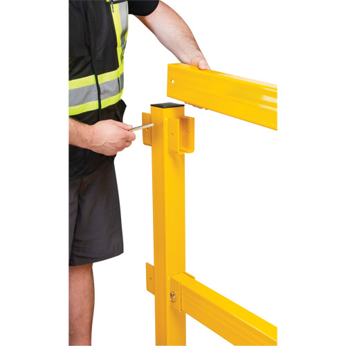 In-Line Post for Light-Duty Guard Rails, Steel, 42" H, Safety Yellow Pathway Supply LP