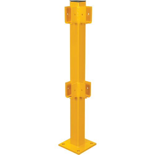 Corner Post for Light-Duty Guard Rails, Steel, 42" H, Safety Yellow Pathway Supply LP