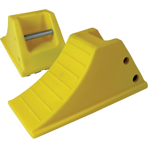 40 Ton Large Equipment Wheel Chock with Grip Pads, Urethane, Yellow Pathway Supply LP