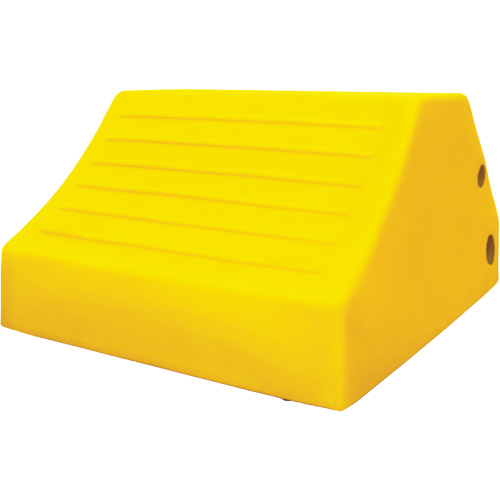 165 Ton Large Equipment Wheel Chock with Handle & Hole, Urethane, Yellow Pathway Supply LP