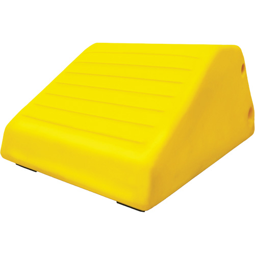 255 Ton Large Equipment Wheel Chock with Handle & Hole, Urethane, Yellow Pathway Supply LP