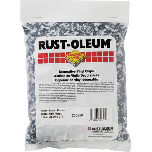 Pastilles de vinyle d&eacute;coratives Concrete Saver, 0,5 kg, Sac, M&eacute;lange noir/blanc Pathway Supply LP