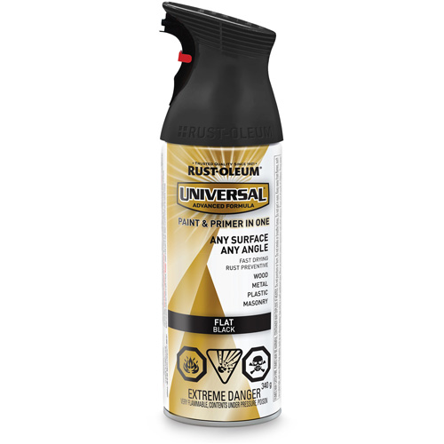 Peinture-&eacute;mail et couche de fond Universal, Noir, Tr&egrave;s mat, Canette a&eacute;rosol Pathway Supply LP