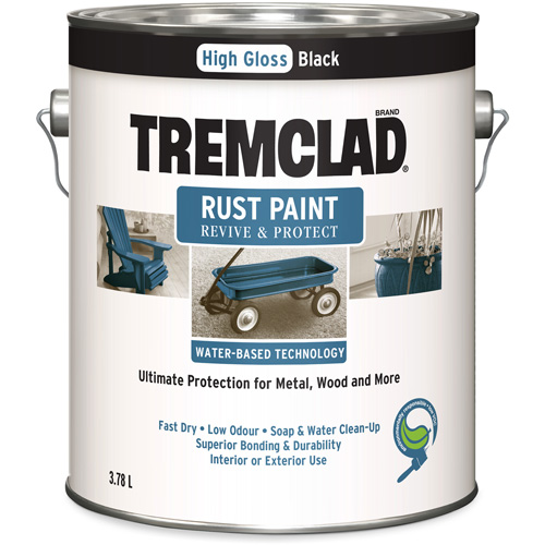 Peinture antirouille &agrave; base d'eau Tremclad, 3,78 L, Gallon, Noir Pathway Supply LP