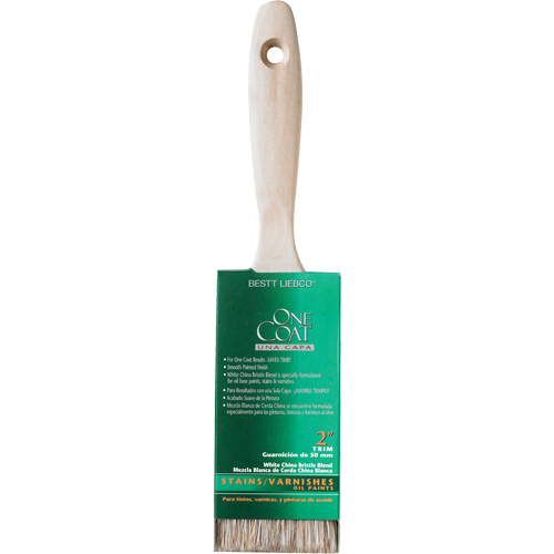 Pinceau pour murs et moulures One Coat, Soie blanche, Manche Bois, Largeur de 2" Pathway Supply LP