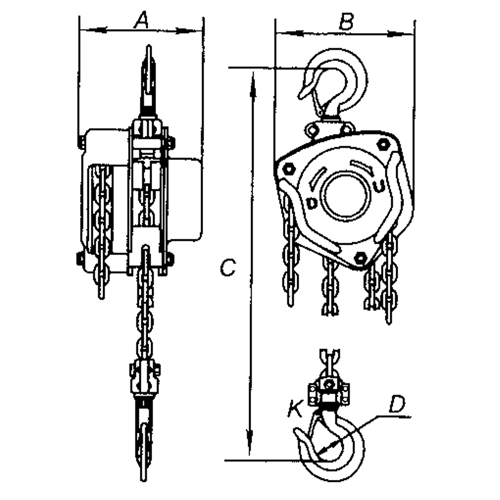 Chain Hoist, 10' Lift, 1000 lbs. Capacity, Alloy Steel Chain Pathway Supply LP