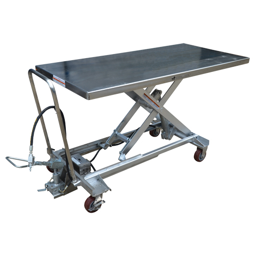 Table &eacute;l&eacute;vatrice &agrave; ciseaux hydraulique pneumatique, Acier inoxydable, 63" lo x 31-1/2" la, Cap. 1000 lb Pathway Supply LP