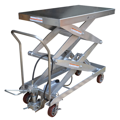 Table &eacute;l&eacute;vatrice &agrave; ciseaux hydraulique pneumatique, Acier inoxydable, 47-1/4" lo x 24" la, Cap. 1500 lb Pathway Supply LP