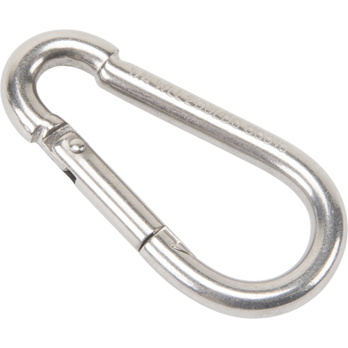 Mousqueton en acier inoxydable, 260 lb (0,13 tonne) Charge d'utilisation max., 1/4" Taille, 3/8" Oeil Pathway Supply LP