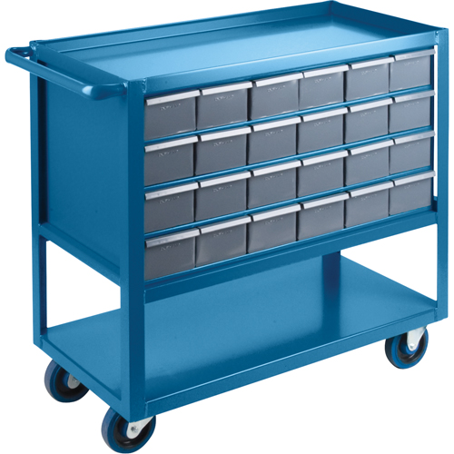 Drawer Shelf Cart, 1200 lbs. Capacity, Steel, 18" x W, 35" x H, 36" D, Rubber Wheels, All-Welded, 24 Drawers Pathway Supply LP