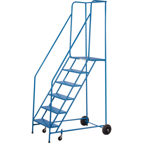CSA-Certified Rolling Step Ladder, 6 Steps, 22" Step Width, 55" Platform Height, Steel Pathway Supply LP