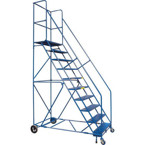 Escabeau roulant certifi&eacute; par la CSA avec pied verrouillable, 10 marches, Largeur de la marche 30", Hauteur de la plateforme 89", Acier Pathway Supply LP
