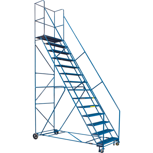 Escabeau roulant certifi&eacute; par la CSA avec pied verrouillable, 14 marches, Largeur de la marche 30", Hauteur de la plateforme 128", Acier Pathway Supply LP