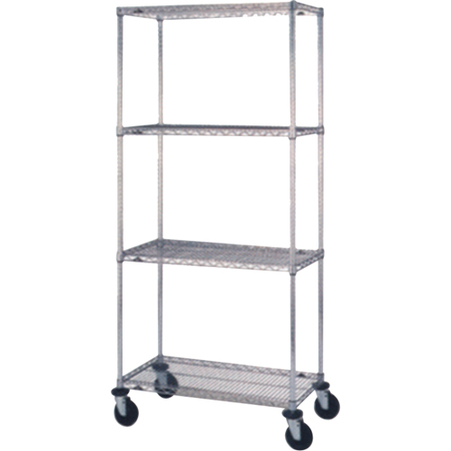 Chariots en treillis m&eacute;tallique, Chrom&eacute;, 18" x 69" x 36", Capacit&eacute; 800 lb Pathway Supply LP