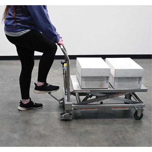 Hydraulic Scissor Lift Table, 31-1/2" L x 19-1/2" W, Stainless Steel, 550 lbs. Capacity Pathway Supply LP