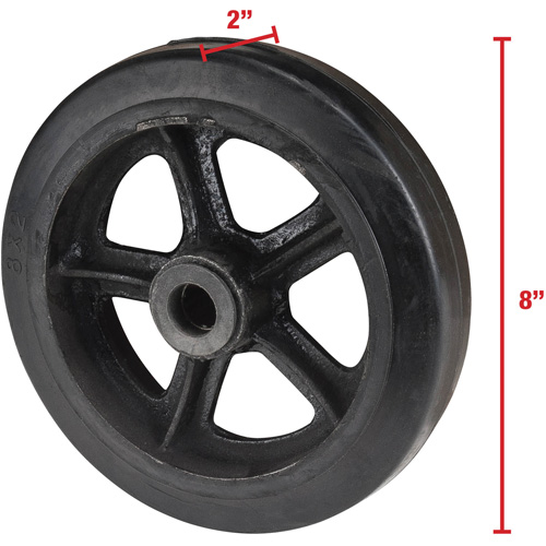 Roue en caoutchouc moul&eacute;, 8" (203 mm) dia. x 2" (51 mm) la, Capacit&eacute; de 400 lb (181 kg) Pathway Supply LP
