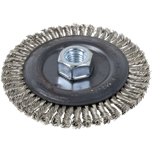 Stringer Bead Brush, 5" Dia., 0.022" Fill, 5/8"-11 Arbor, Stainless Steel Pathway Supply LP