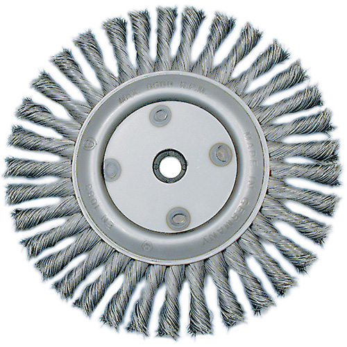 Knot Twisted Wire Wheel, 6" Dia., 0.02" Fill, 5/8"-1/2 Arbor, Steel Pathway Supply LP