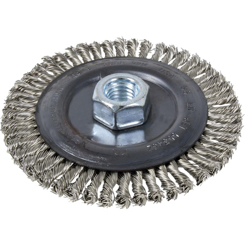 Stringer Bead Brush, 4" Dia., 0.022" Fill, 5/8"-11 Arbor, Stainless Steel Pathway Supply LP