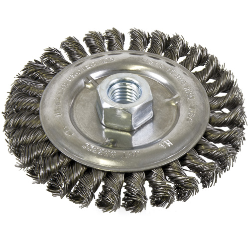 Standard Face Knot Wire Wheel Threaded, 5" Dia., 0.022" Fill, 5/8"-11 Arbor, Steel Pathway Supply LP