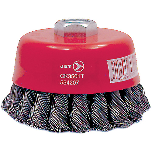 Brosse boisseau &agrave; fils nou&eacute;s torsad&eacute;s haute performance CK3501T, Dia. 3-1/2", Fils 0,02", Arbre 5/8"-11, Acier Pathway Supply LP