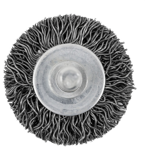 126 Shaft Mounted Crimped Radial Brush, 1-1/2", 0.02" Fill, 1/4" Shank Pathway Supply LP