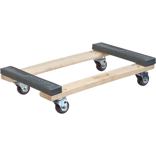Rubber Ends Hardwood Dolly, Wood Frame, 18" W x 24" D x 7" H, 1000 lbs. Capacity Pathway Supply LP