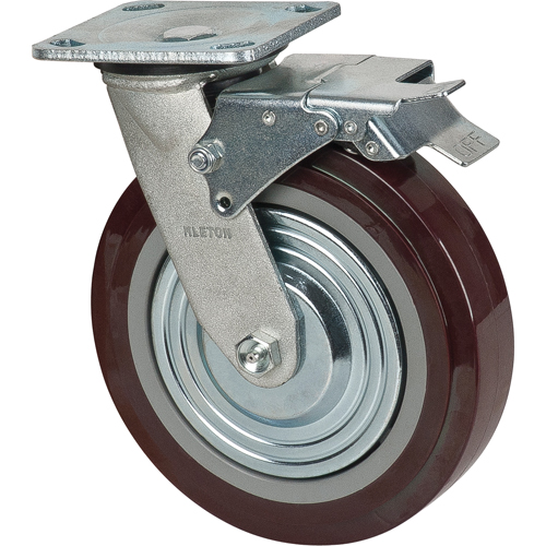 Caster, Swivel with Brake, 8" (203.2 mm), Polyurethane, 1000 lbs. (453.6 kg.) Pathway Supply LP
