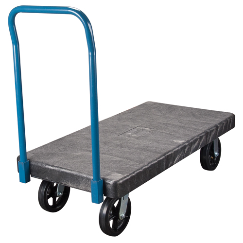 Plastic Platform Trucks, 48" L x 24" W, 2000 lbs. Cap., Mold-on Rubber Wheels Pathway Supply LP