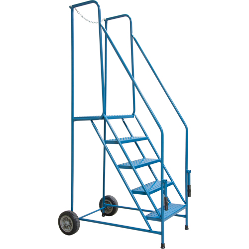Trailer Access Rolling Ladder with Rails, 4 Steps, 22" Step Width, 37" Platform Height, Steel Pathway Supply LP