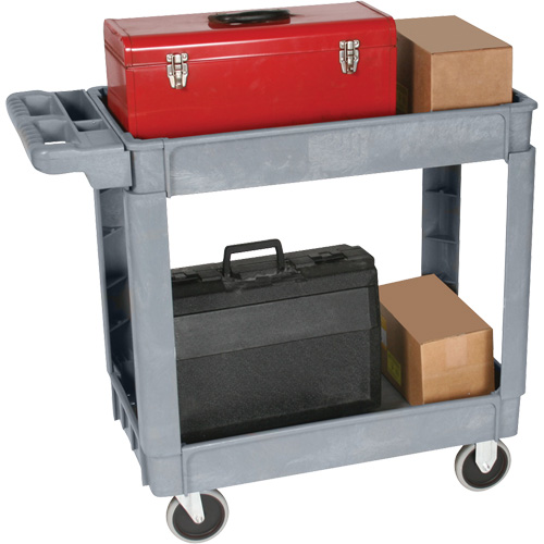 Deluxe Utility Cart, 2 Tiers, 25" x 35-1/2" x 43.5"/43-1/2", 550 lbs. Capacity Pathway Supply LP