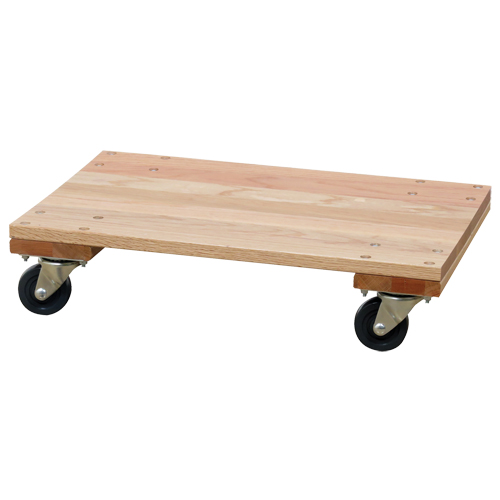 Solid Platform Wood Dolly, Rubber Wheels, 900 lbs. Capacity, 16" W x 24" D x 6" H Pathway Supply LP