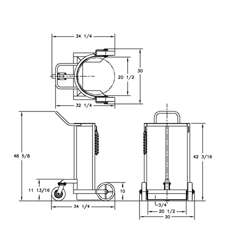 Grand chariot LCC pour bouteille de gaz liquide, Roues Polyur&eacute;thane, Base de 20" la x 20" p, 1000 lb Pathway Supply LP