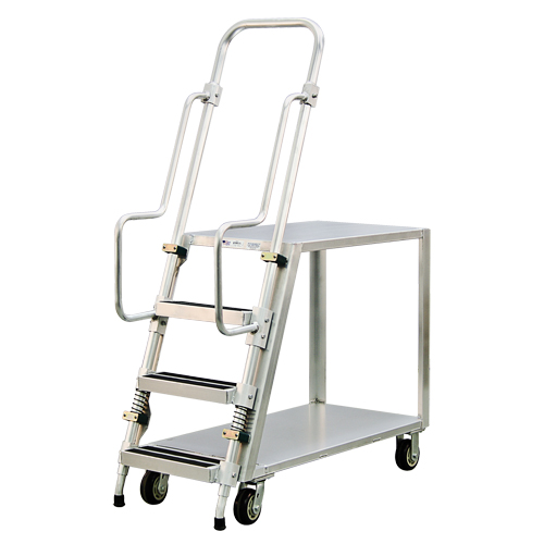 Aluminum Stock Picking Ladder Cart, Aluminum, 22" W x 51-1/2" D, 2 Shelves, 800 lbs. Capacity Pathway Supply LP