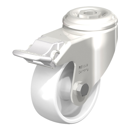 Roulette en nylon r&eacute;sistant aux chocs, Pivotant avec frein, Diam&egrave;tre 4" (102 mm), Capacit&eacute; 265 lb (120 kg) Pathway Supply LP