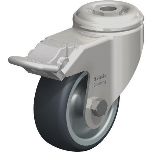Stainless Steel Thermoplastic Elastomer Caster, Swivel with Brake, 3-1/8" (79.5 mm) Dia., 220 lbs. (100 kg.) Capacity Pathway Supply LP