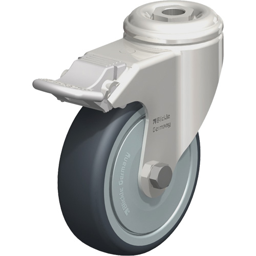 Stainless Steel Thermoplastic Elastomer Caster, Swivel with Brake, 4" (102 mm) Dia., 240 lbs. (108 kg.) Capacity Pathway Supply LP