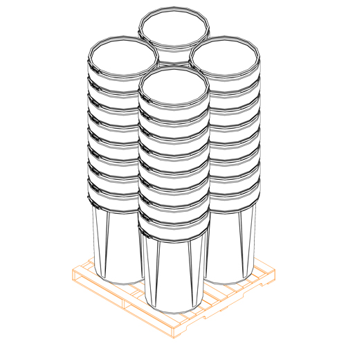 Baril emboîtable en poly&eacute;thyl&egrave;ne, 55 gal. US (45 gal. imp.), Dessus ouvert, Jaune Pathway Supply LP