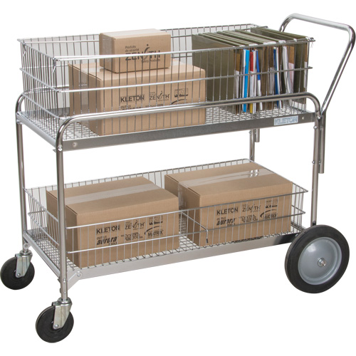 Chariot de bureau en treillis m&eacute;tallique pour le courrier, 250 lb Capacit&eacute;, Chrome, 23" p x 42" la x 38" h, Chrom&eacute; Pathway Supply LP